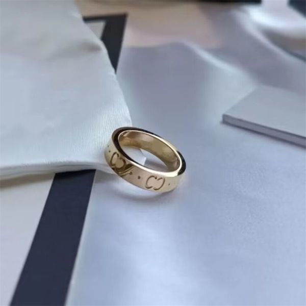 

lovers bague homme engagement rings size 7 8 9 10 multisize carving letters pattern metal double g luxury designer engagements wedding band, Silver