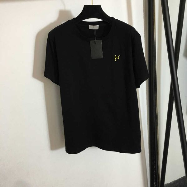 

23ss designer women brand short sleeve t-shirt logo embroidery round neck pure cotton leisure womens clothing, White