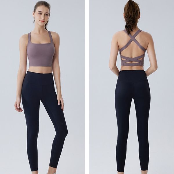 

ll women's yoga bra, summer cross shaped back, no steel ring, built-in chest pad, women's fitness sleeveless, shockproof, gathered