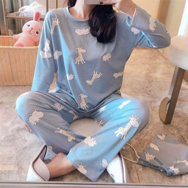

women's sleepwear autumn thin 2pieces pyjamas set women sleepwear lovely home suits round neck girls teacup sleepwearlong sleeve pajama, Black;red
