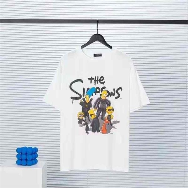 

t-shirts 2022 paris co branded simpson cotton short sleeve men's and women's fashion brand t-shirt loose casual printed 267d, White;black