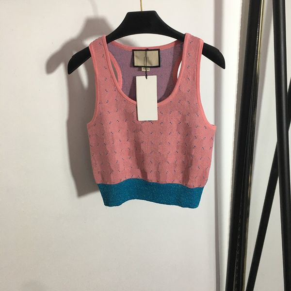 

letter knitted tanks u neck for women vintage fashion jacquard lady camis, White