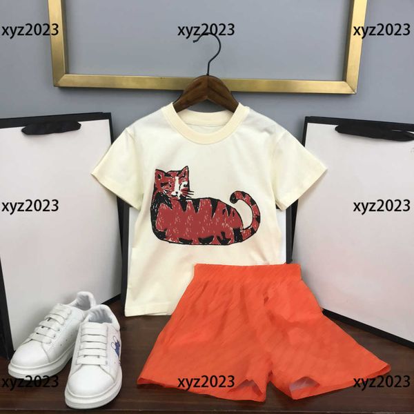 

luxury kids clothes child sets baby 2pcs animal t-shirt and mesh lined shorts summer outdoors tracksuit size 90-150 cm, White