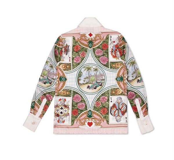 

casablanca hawaii beach fashion shirt men and women le jardin des cartes solitaire racing long-sleeved shirt, White;black