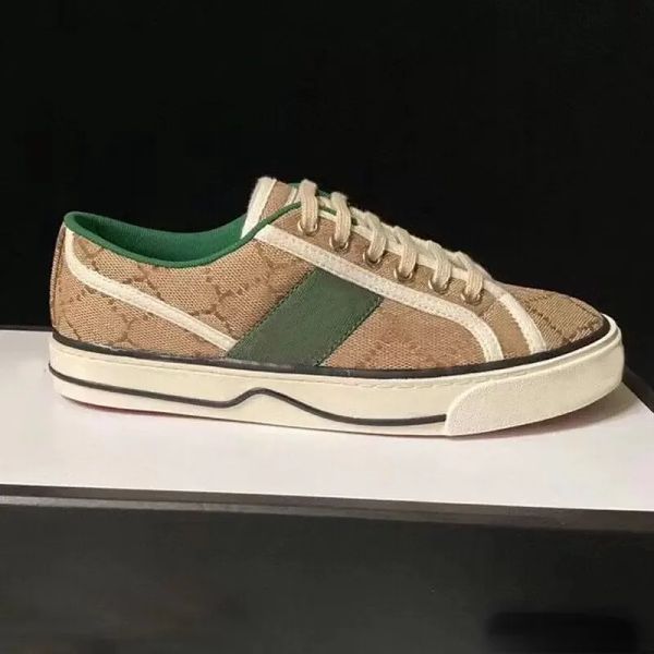 

9a tennis 1977 series canvas casual shoes luxury designer italian women's shoes green and red mesh striped rubber soles stretched cotto, Black