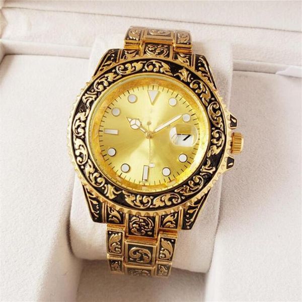 

14 color watch mechanical automatic watch men's stainless steel original buckle presidential fashion men's carved watch196x, Slivery;brown