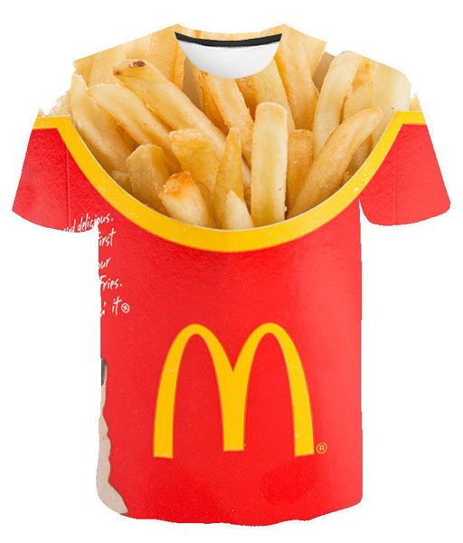 

men's t-shirts est french fries 3d printed t shirt men women funny tee tshirt oversize streetwear summer t-shirts short sleeve 230303, White;black