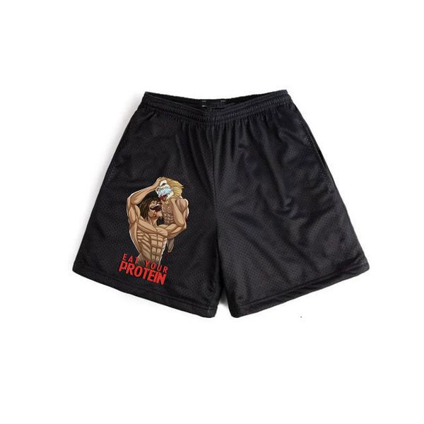

men's shorts anime attack on titan sport men sportswear running short pants beach bottoms summer gym fitness training jogging 230303, White;black