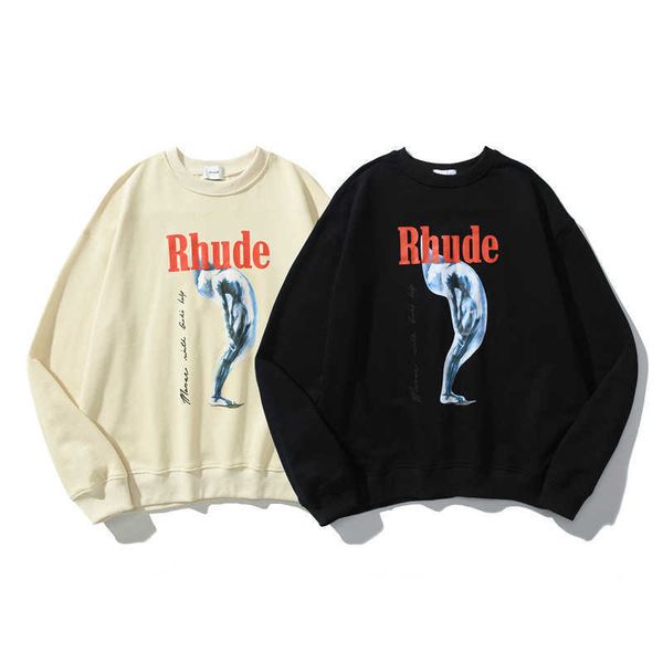 

american fashion brand tortured goddess cotton terry hip-hop men and women loose casual pullover, Black