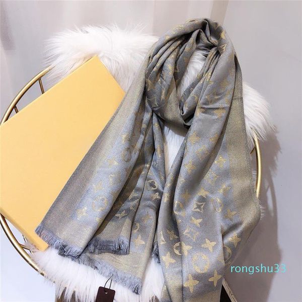 

2021 fashion classic fashion scarf for women wool silk cashmere letter scarf shawl 18color ladies scarves size 140x140cm witho237c, Blue;gray