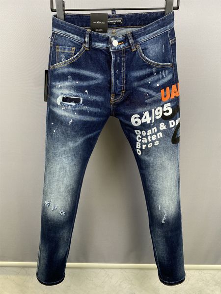 

dsq phantom turtle men's jeans mens luxury designer jeans skinny ripped cool guy causal hole denim fashion brand fit jeans men washed p, Blue