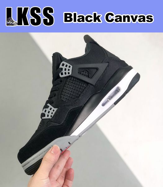 

lkss black canvas jumpman 4 4s shoes og mens basketball sneaker sports sneakers