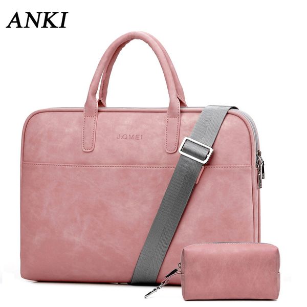 

lapbags pu waterproof shoulder lapbags briefcase 15.6 16 17.3 inch handbag for macbook air 13 case 13.3 14 15 17 fashion women bag 230303