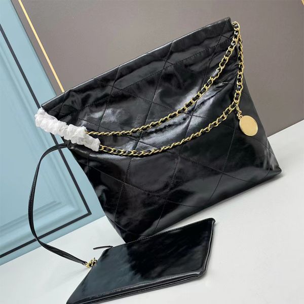 

shoulder bags channel black 22 luxury fashion chain lambskin genuine leather women handbag real soft tote commuter shopping 2023