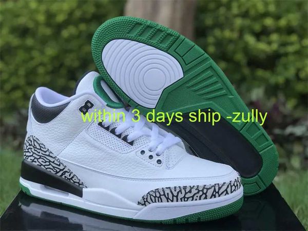 

days 3 ship shoes authentic 3 men jumpman 3s oregon ducks pit crew white green outdoor sports sneakers retro original with no box