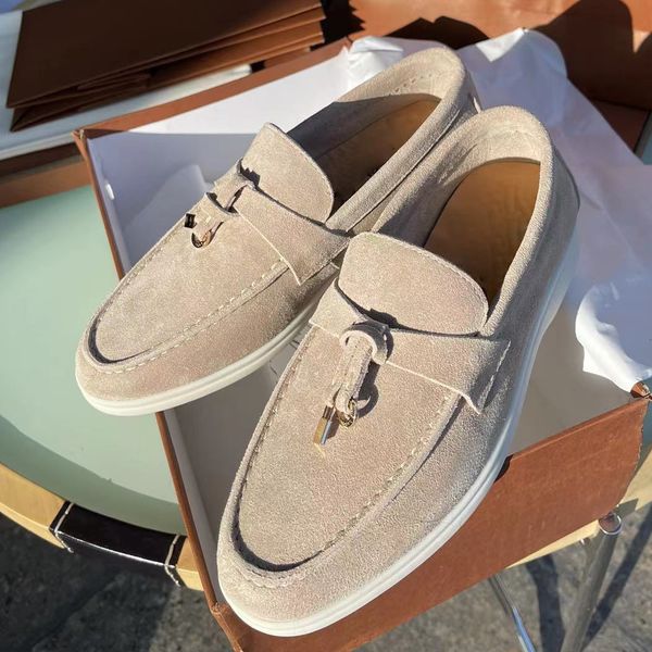 

dress shoes summer walk women loafers suede causal moccasin mmtal lock beanie comfortable soft sole flat plus size 230303, Black