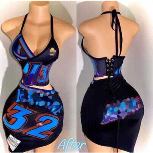 

designer women sports dresses two piece skirt suit basketball dress different print outfits set, Black;gray