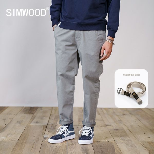

men's pants 2023 spring 100 cotton loose tapered men enzyme wash anklelength plus size chinos trousers sk130826 230303, Black