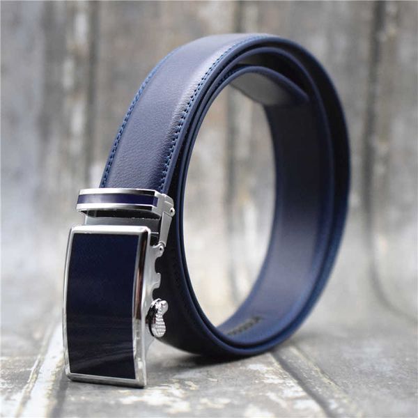 

belts automatic buckle for men blue/white/black/red 3.5cm width male strap large size 100-130cm cow leather designer y2303, Black;brown