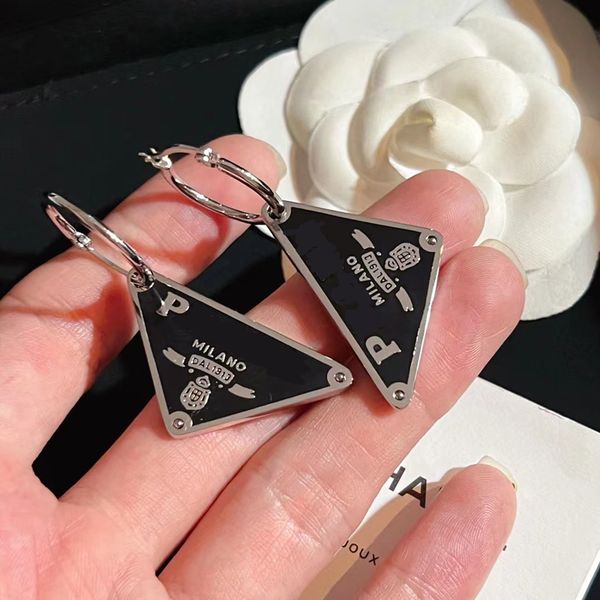 

triangle letter stud huggie earring with stamp fashion jewelry accessories for gift party, Golden;silver