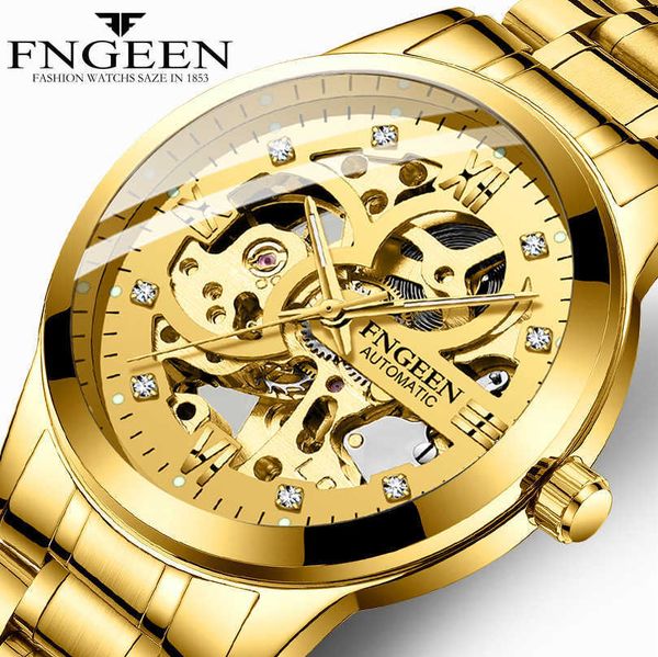 

fenzun mechanical watch men's black king kong men's watch brand waterproof korean business gift tourbillon hollow out watch, Slivery;black