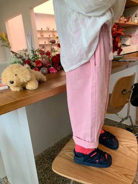 

tckids2023ss spring chil1en's wear pink soft washed cotton casual pants, Blue