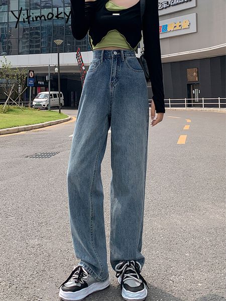 

women's jeans cotvotee high waisted jeans for women spring fashion blue jeans woman denim straight wide leg pants women vintage mom jea