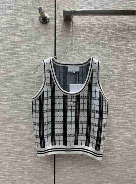 

women's knits & tees designer 2023 new spring summer milan runway sweaters o neck sleeveless high end jacquard pullover 020, White