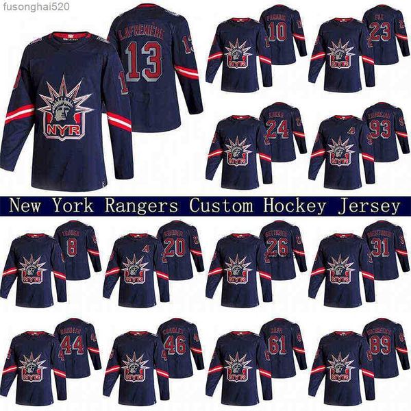 

alexis lafreniere custom n york rangers 2021 reverse retro jersey 10 artemi panarin 24 kaapo kakko 23 adam fox 99 gretzky hockey jerseys, Black;red