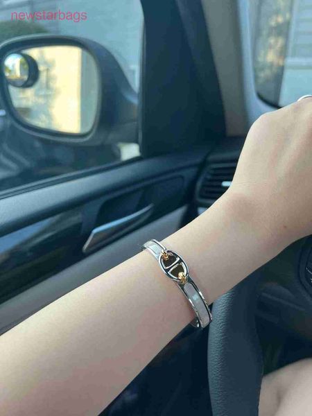 

designer herms bracelet online shop classic new high version chic narrow pig nose enamel bracelet simple ins, Golden;silver