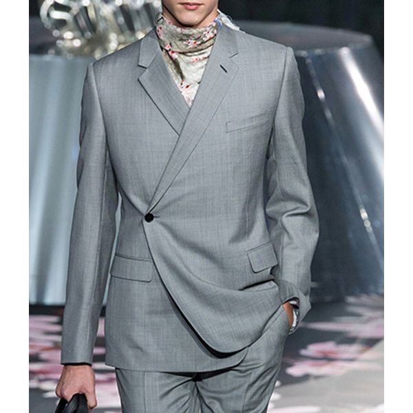 

men's suits blazers one button gray men suits slim fit for wedding boyfriend fashion groom tuxedo 2 piece male jacket with pants 230303, White;black