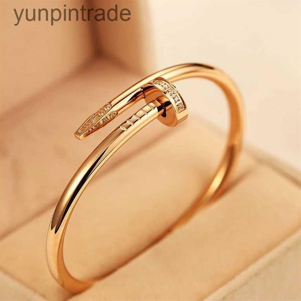 

juste a clou nail bracelet luxury jewelry set auger lovers men and women 16 19 cm gold rose sier237j, Black