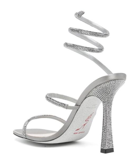 

cleo rene caovilla open toe sandals crystal embellished spiral snake tail sandals twining rhinestone sandal women silver oiyf, Black