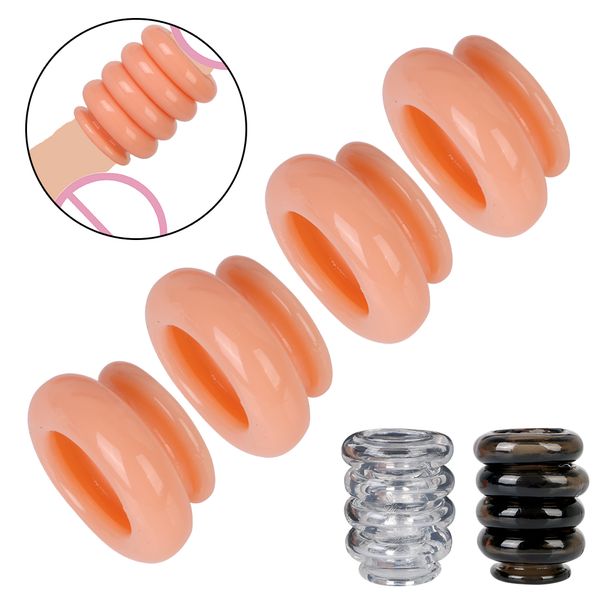 

briefs panties tpe cock ring lock ring delay ejaculation products high elastic transparent toy for men couple 4 rings, Black;white