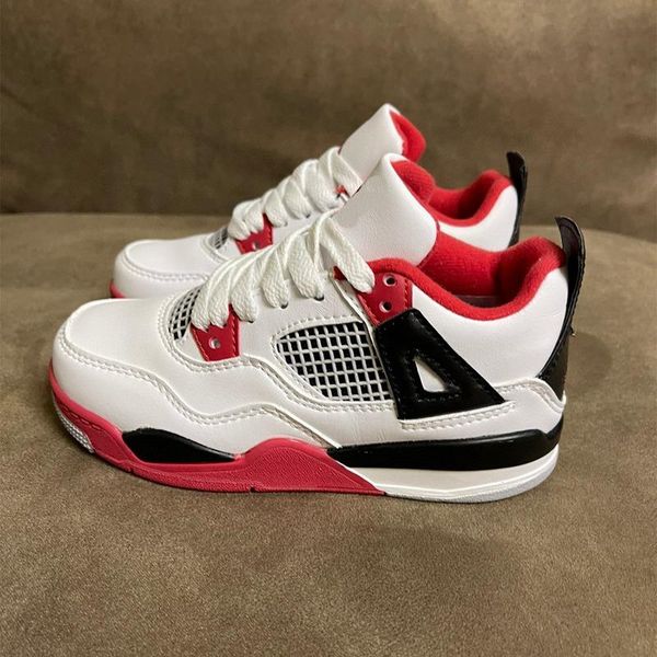 

size 22-35 kids jumpman 4 basketball shoes 30th anniversary uni on x desert moss taupe haze university blue iv noir brigade blue guava ice s, Black
