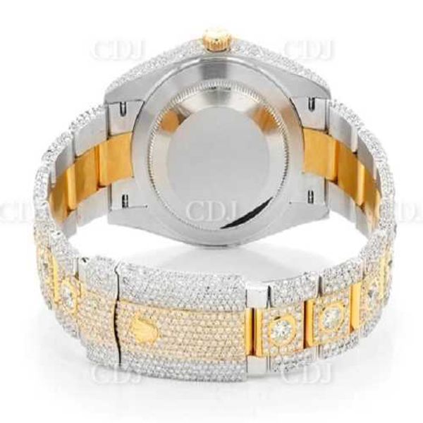 

2023two tone gold plated iced out moissanite diamond studded hip hop watch super trending now diamond watch c, Slivery;brown