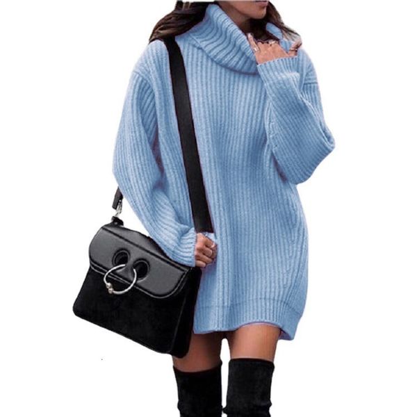 

women's sweaters autumn winter knitted sweater dress women pullover long sleeve turtleneck sweater white black blue gray jersey 230303