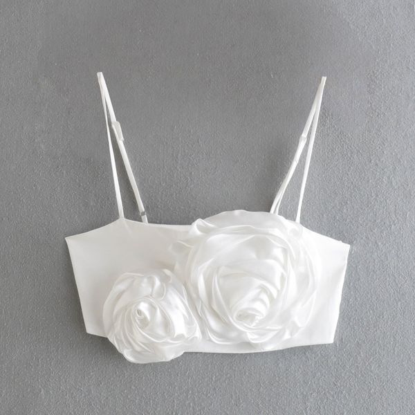 

women's tanks camis women fashion with raised flowers chic lady crop spring summer camis white corset female camisole 230303