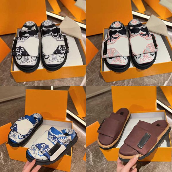 

platform slippers women pool pillow comfort slipper man sandal nylon strap mule leather sunset flat rubber outsole slide sandal casual shoe, Black