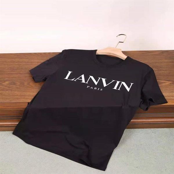 

mens and women summer lanvin printed cotton short-sleeved round neck loose casual short-sleeved t-shirt228w, White;black