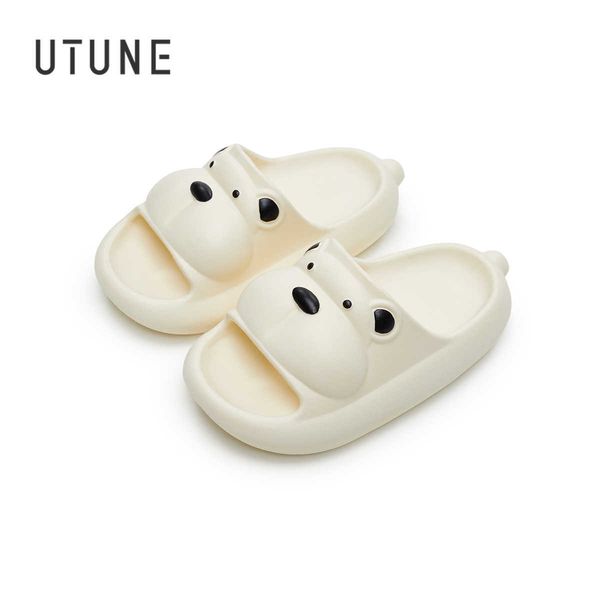 

slipper utune cute bear children' summer slippers lovely eva kid' sandals soft non-slip cartoon slippers for household girl boy, Black;grey