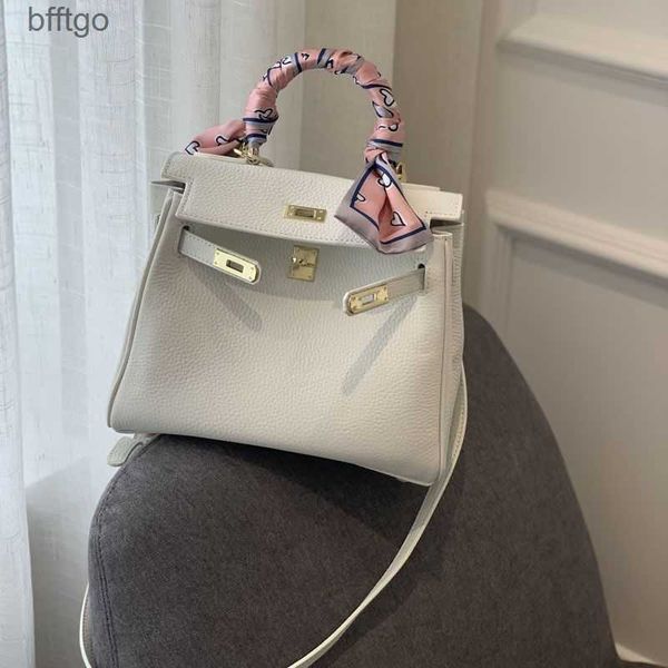 

herms designer kelys bags for women 2023 milkshake white layer cow leather pure 30 only litchi pattern kel