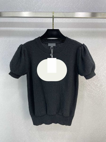 

brand sweaters front embroidery trim threaded hem short sleeve sweater tight version simple fashion designer knitwear trendy sweaters for wo, White;black