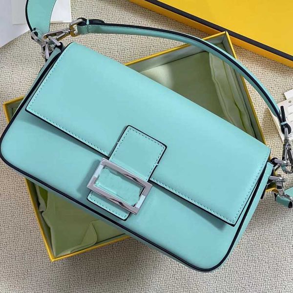 

blue baguette bags women crossbody handbags genuine leather shoulder handbag purse fashion letter mini chain bag quality wallet circular sil