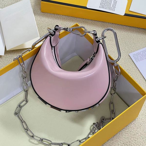 

plain wristlet crossbody bag crescent handbags purse women shoulder bags genuine leather bottom fashion letters silver chain zipper closure