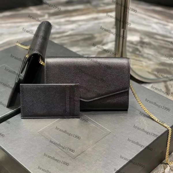 

2 piece set leather shoulder bags uptown bag chain purse fashion clutch lady cowhide handbags presbyopic card holder messenger wom241s