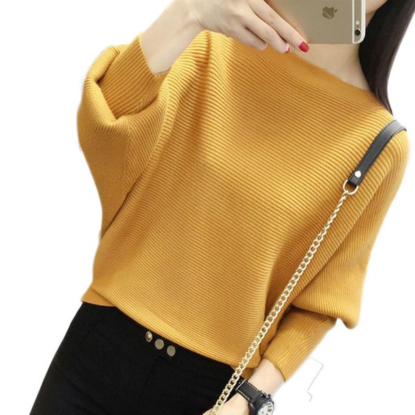 

women's sweaters fashion women knit black pullover sweaters autumn ladies loose striped knitwear yellow elegant cotton female casual pu, White;black