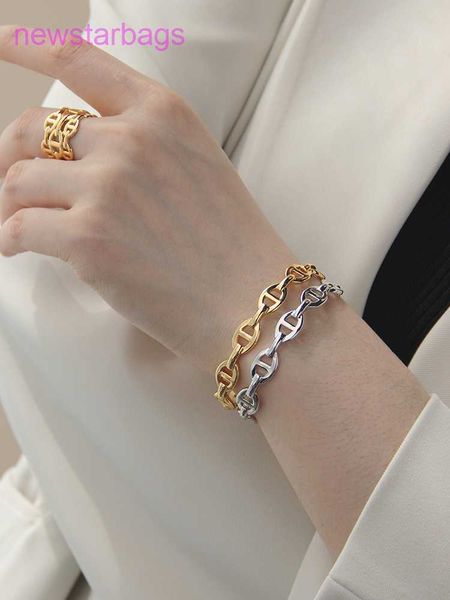 

designer herms bracelet for sale ins creative chaine chain grain pig nose bracelet simple c-shaped adjustable, Golden;silver