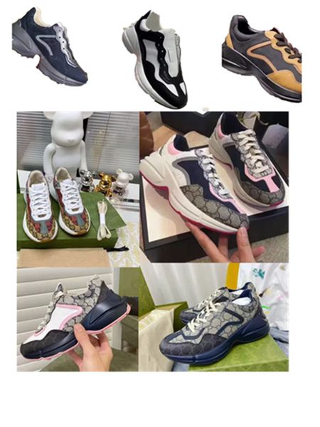 

dhgate wholesale high-quality rhyton heighten casual shoes heavy sports milan runway fashion women's shoe flat strawberry rat pattern, Black