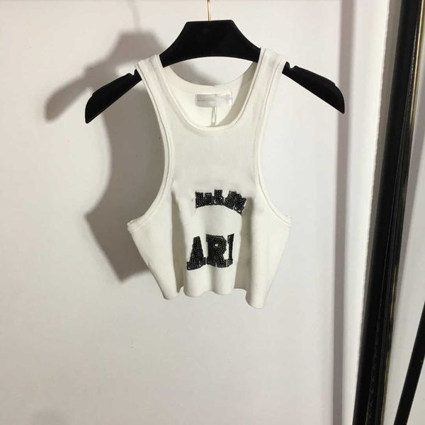 

23ss designer women brand knit camisole sequin letter sling slim summer womens clothes, White